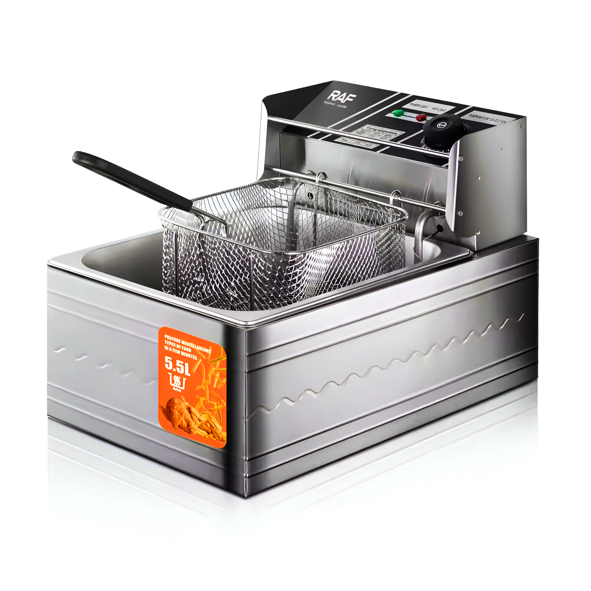 Freidora Electrica 5.5L 2500W de Acero Inoxidable y Cesta para Freir R-5220 RAF - Imagen 2