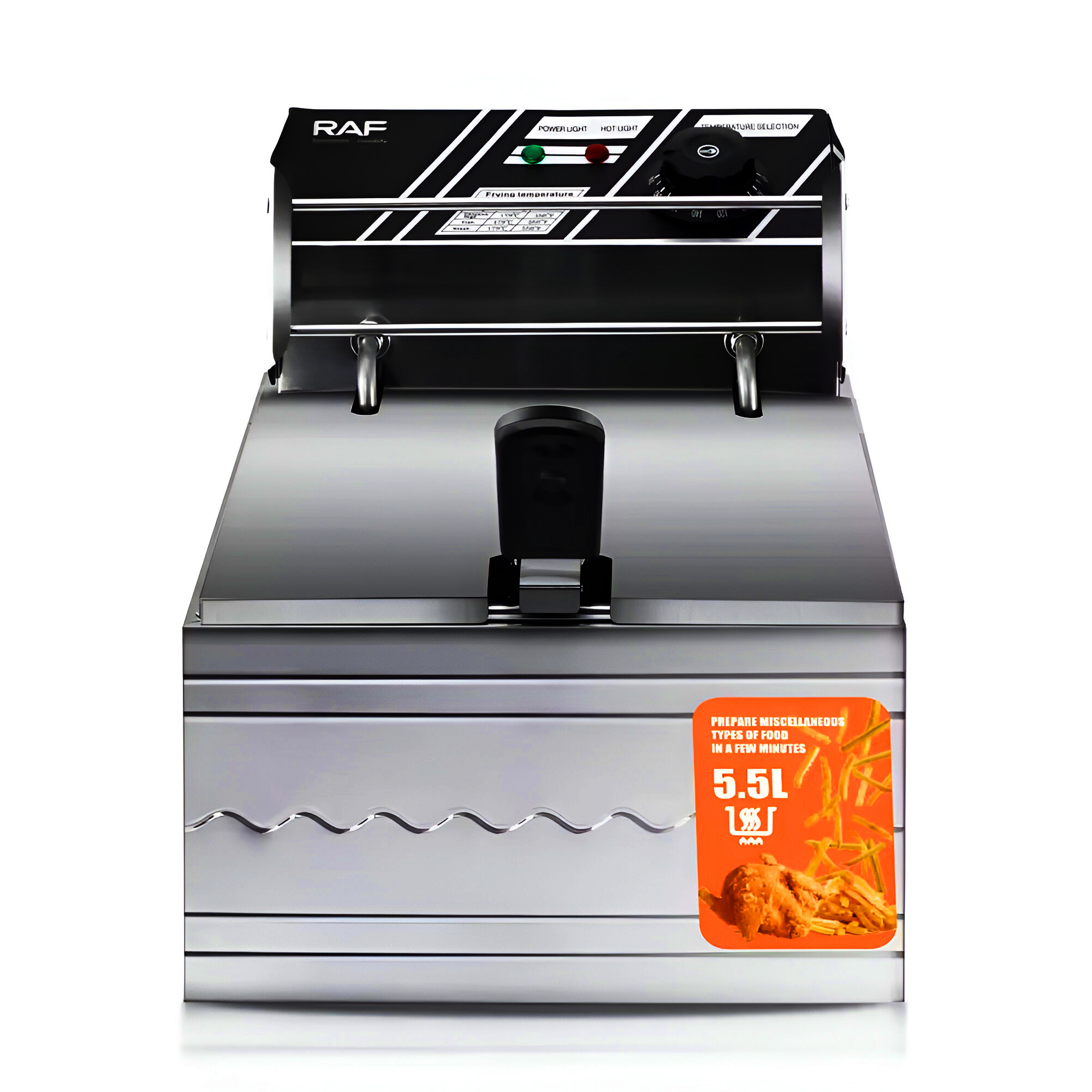 Freidora Electrica 5.5L 2500W de Acero Inoxidable y Cesta para Freir R-5220 RAF - Imagen 4