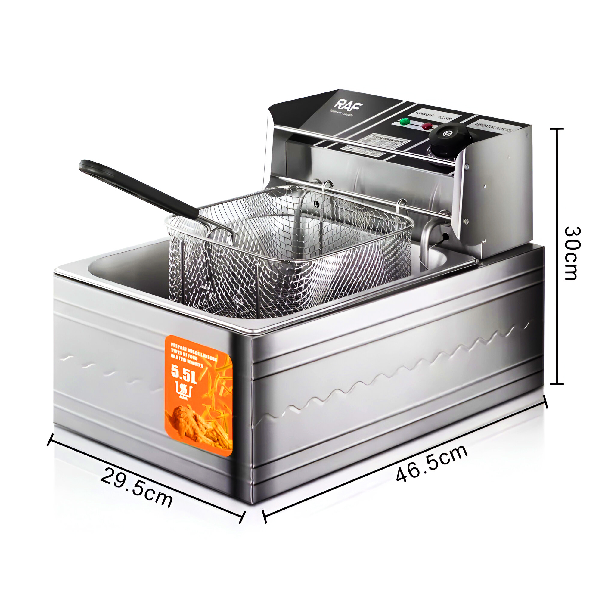 Freidora Electrica 5.5L 2500W de Acero Inoxidable y Cesta para Freir R-5220 RAF - Imagen 5